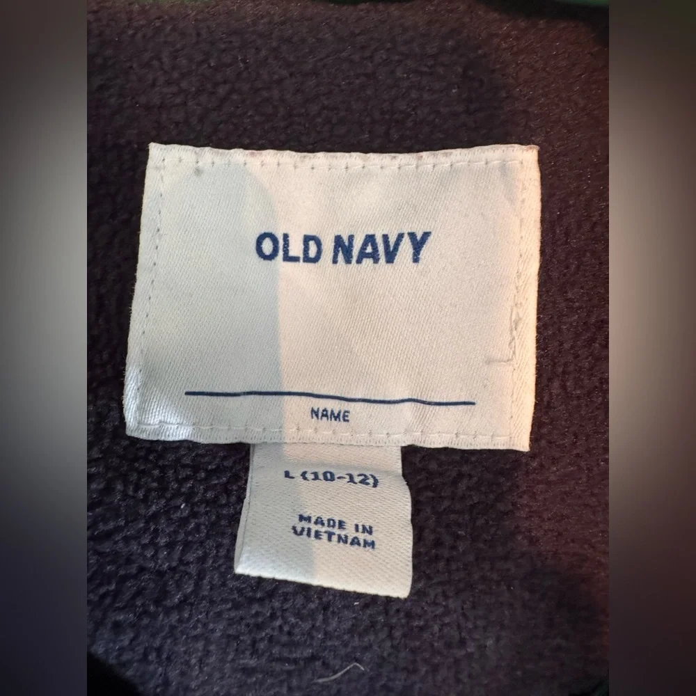 Old Navy Boys Frost-Free Puffer Vest Green Navy Quilted Size L 10-12
